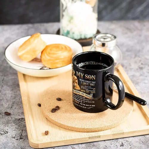 Miniatura 5 de Shqiueos Regalos inspiradores para el día del padre para hijo de mamá a mi hijo, taza de león, regalo de cumpleaños para hijo de parte de mamá, te