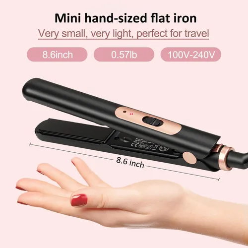 Miniatura 2 de JAETON Plancha plana pequeña de 0.7 pulgadas, mini alisador y rizador 2 en 1, calor 30S, rizador de viaje de doble voltaje, para cabello corto