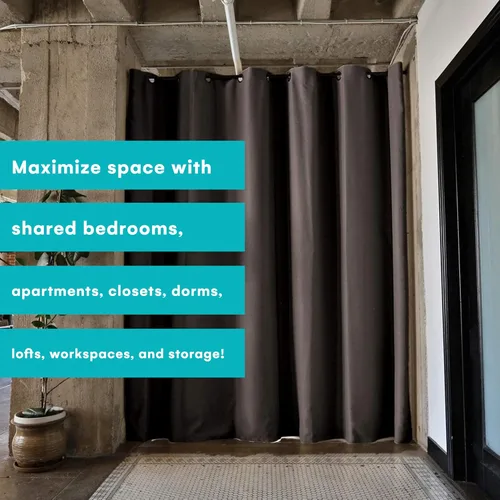 Miniatura 4 de Room/Dividers/Now - Cortina divisora de habitación prémium, 8 pies de alto x 5 pies de ancho (rayas azules)