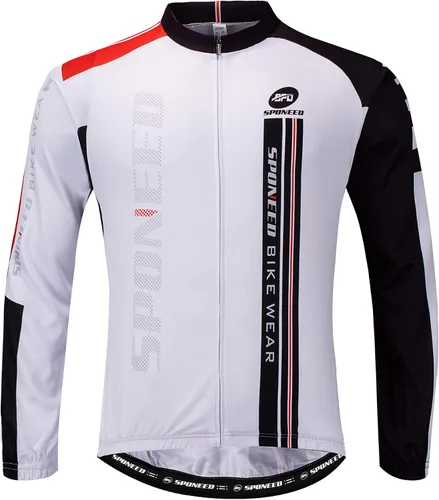 Miniatura 3 de sponeed Camisetas de ciclismo de manga larga para hombre, camisetas de motociclista con cremallera completa, equipo de ciclismo de invierno