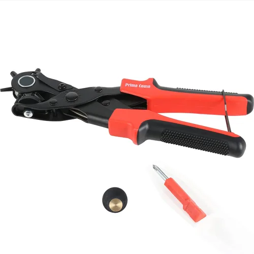 Miniatura 9 de Perforadora de agujero para cinturón, herramienta de punzonado de cuero resistente, perforadora ajustable para cinturones
