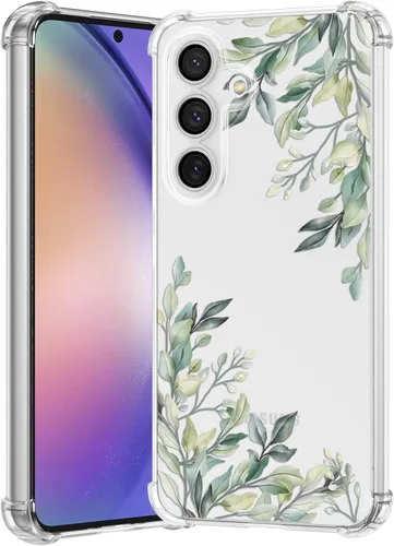 RALEAVO Funda floral para Samsung Galaxy A15 4G/5G, diseño de hojas transparentes, delgada, bonita funda protectora para niñas y mujeres, funda