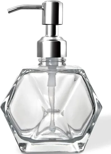 Miniatura 8 de JASAI Dispensador de jabón pequeño de vidrio transparente, dispensador de jabón de baño con bomba Strudy para cocina pequeña y baño, jabón de cocina