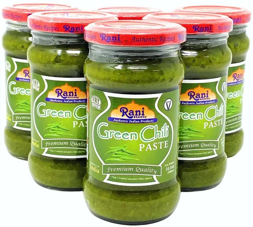 Rani Green Chilli - Pasta de cocina de 10.58 onzas (10.58 oz), paquete de 5+1 GRATIS ~ Vegano | Sin gluten | Sin OMG | Sin colores | Origen indio