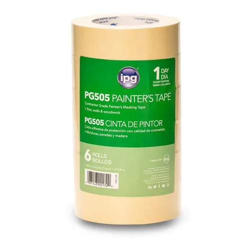 IPG PG505, cinta adhesiva de 1 día, 1.41 pulgadas x 60 yardas, bronceado, (paquete de 6)