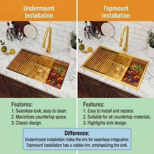 Miniatura 5 de LQS Fregadero de cocina dorado, fregadero de cocina dorado de 32 pulgadas, fregadero de cocina de calibre 16 de acero inoxidable de 32 x 19 pulgadas