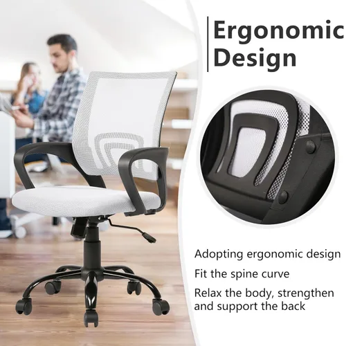 Miniatura 6 de PayLessHere Silla de Oficina para Computadora Ergonómica Económica Silla de Escritorio Ajustable Cómoda de Respaldo Medio con Ruedas Giratoria