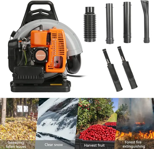 Miniatura 8 de Soplador de hojas de gas, 63CC 665CFM Mochila Soplador de hojas, 3HP 2 tiempos soplador de mochila, Soplador de hojas a gas, Soplador de gas