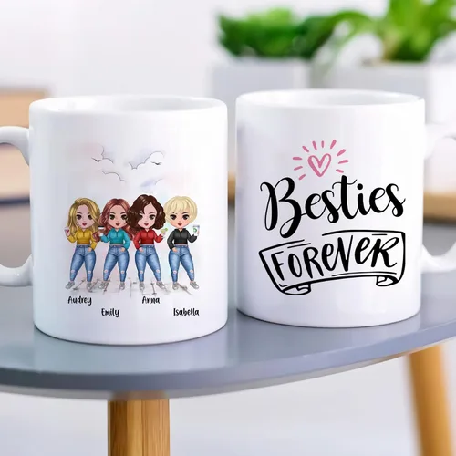 Miniatura 3 de Gossby Taza personalizada para amigas, Besties Forever, regalo personalizado para mejores amigas para mujeres con nombres de avatares, regalo 4