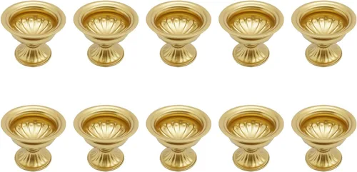 Miniatura 23 de Juego de 10 portavelas de metal dorado de 10.2 pulgadas de alto, florero, arreglo floral, candelabro, candelabro, portavelas para bodas, fiestas