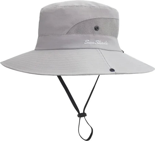 Miniatura 2 de Sombrero de sol para mujer con protección UV, malla plegable, ala ancha, sombrero de pesca para playa