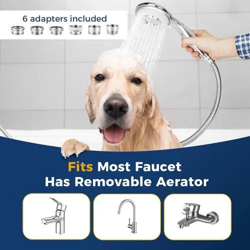 Miniatura 4 de KLLEYNA - Grifo de fregadero para lavado de pelo, accesorio para cabezal de regadera para bañera con 5 adaptadores, rociador de fregadero