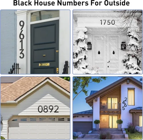 Miniatura 6 de Números de Casa para Exterior Número de Dirección - 7 Pulgadas Número de Casa Moderno de Metal Negro 6, Números de Puerta Flotantes Grandes 3D