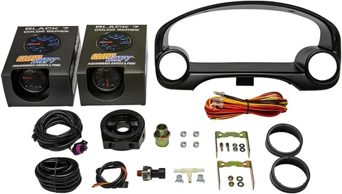 Paquete de medidores GlowShift compatible con Honda Civic 1996-2000 - Medidores de presión de 30 PSI y vacío de 7 colores negros y de presión de
