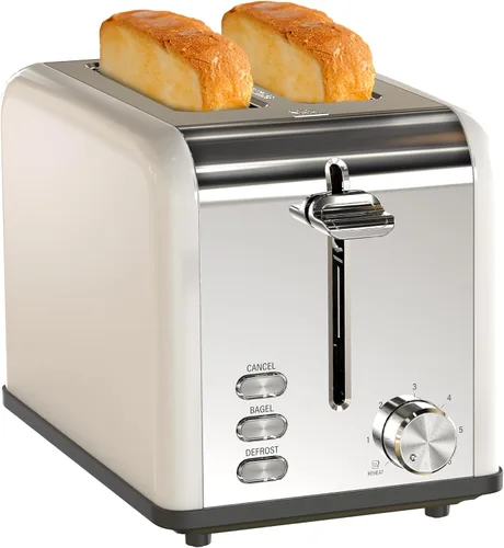 Miniatura 10 de Simple Deluxe Tostadora de 2 rebanadas, 6 ajustes de tostado y tostadora de acero inoxidable de 3 funciones, ranura extra ancha y bandeja extraíble