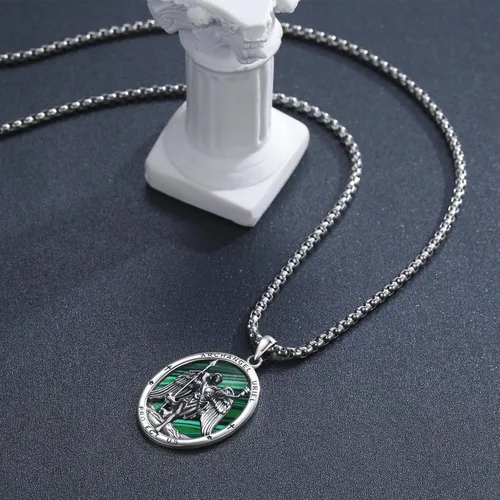 Miniatura 627 de Collar con colgante de plata de ley 925 con medalla de San Patrón, joyería religiosa para hombres y mujeres, con cadena de acero inoxidable 316L