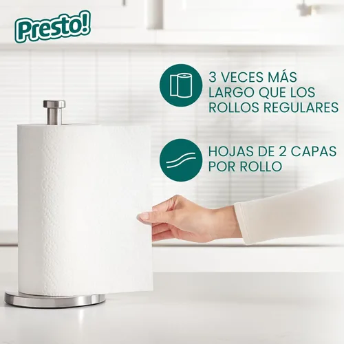 Miniatura 4 de Marca Amazon - Presto! Toallas de papel Flex-a-Size, rollo enorme de 158 hojas, 12 rollos (2 paquetes de 6), equivalente a 38 rollos regulares