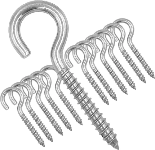 Miniatura 8 de Paquete de 6 ojos de tornillo de acero inoxidable 304 de 3.2 pulgadas, ganchos de rosca resistentes para soporte de hamaca, techo interior y exterior