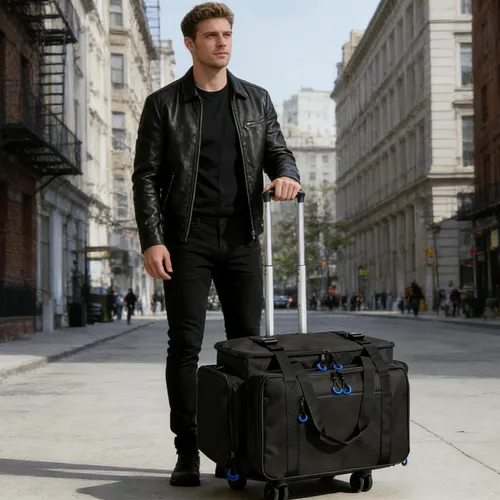 Miniatura 4 de Bolsa de cable para DJ con bolsillo para laptop y micrófono, bolsa de DJ para equipo y accesorios de música con divisores desmontables, almohadilla