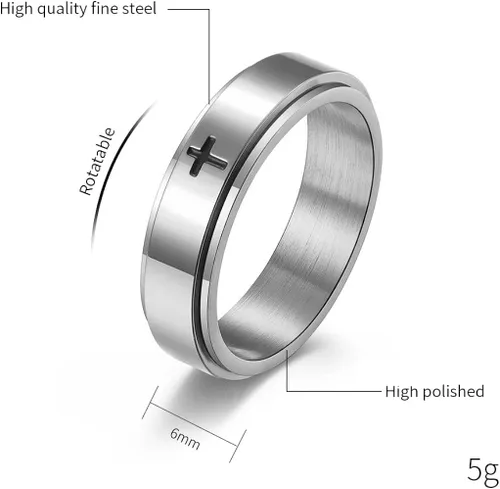 Miniatura 6 de Anillos de banda giratoria para aliviar el estrés y la ansiedad con diseño de Jesucristo para hombres mujeres niñas niños y niñas para la ansiedad