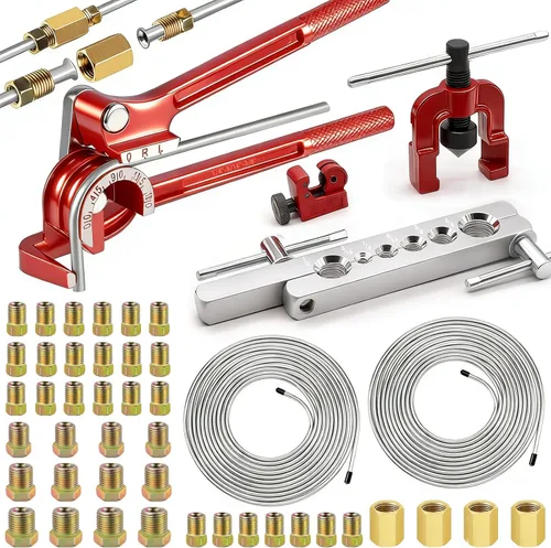 Miniatura 12 de smseace 26Pack Kit de línea de freno de 3/16 pulgadas Incluye 25 pies de líneas de freno bañadas en cobre con accesorios