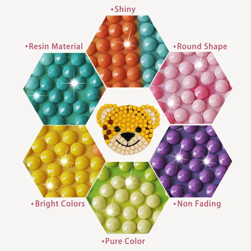 Miniatura 7 de Sinceroduct - Juego de 64 pegatinas de diamante 5D para niños y adultos principiantes - Pintura con forma de diamantes numerados, manualidades 64