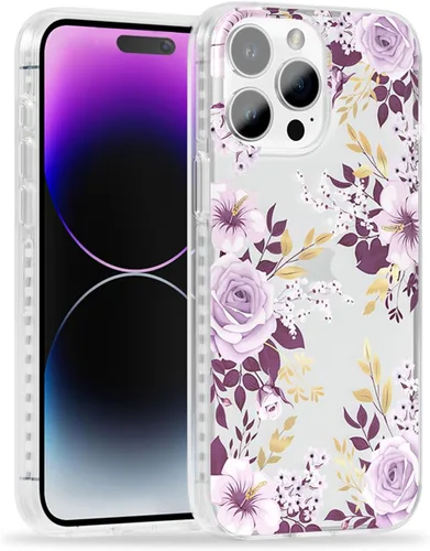 Miniatura 38 de SCORPIFY Funda para iPhone 15 Pro Max con diseño floral de Nemophila azul, bonita funda transparente para teléfono para mujeres y niñas