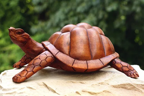 G6 Collection Estatua de tortuga de madera grande de 12 pulgadas tallada a mano, escultura decorativa de madera, decoración del hogar, hecha a mano,