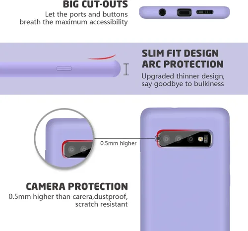Miniatura 3 de Funda compatible con Galaxy S10, forro de tela de microfibra de silicona líquida, cubierta de cuerpo completo con protección de pantalla y cámara