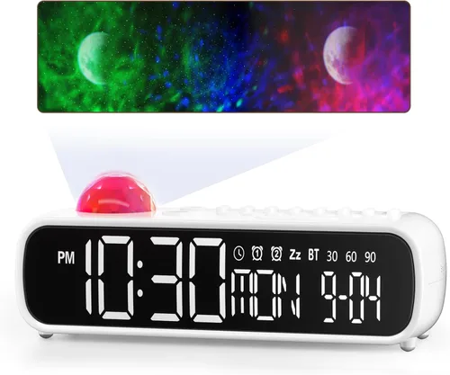 Reloj despertador digital con máquina de sonido de ruido blanco para dormitorio, mesita de noche, reloj con temporizador de 30/60/90 minutos,