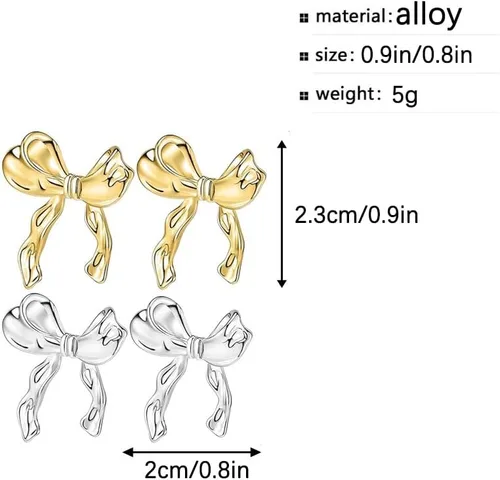 Miniatura 6 de Aretes de aro pequeños y ligeros con lazo de oro de 14 quilates para mujeres y niñas