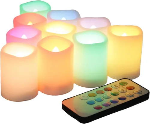 Miniatura 10 de Velas pequeñas de luz led, efecto de llama parpadeante, con pilas y control remoto. Luces decorativas para bautismo, bodas, fiestas, regalos. 6