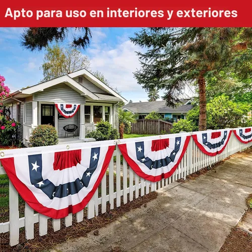 Miniatura 4 de Bandera de abanico plisada de Estados Unidos de 3 x 6 pies, bandera estadounidense para exteriores, bandera patriótica de medio abanico con ojales 6