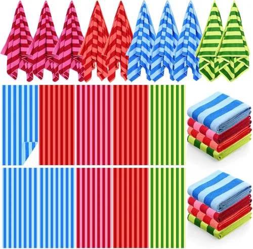 Miniatura 10 de EBOOT Paquete de 10 toallas de playa de gran tamaño, toallas de piscina extra grandes, de microfibra, de secado rápido, para adultos, mujeres