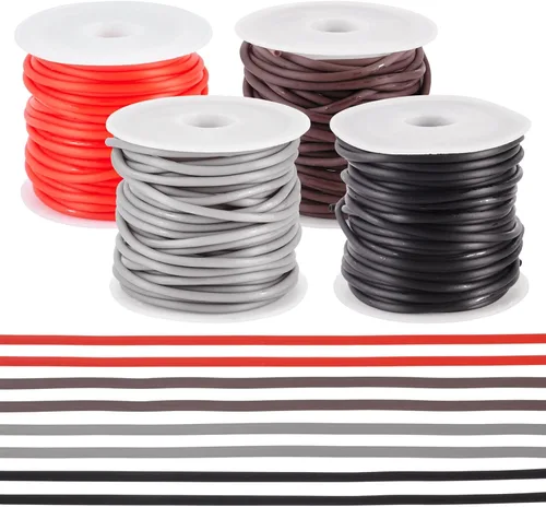 Miniatura 22 de FASHEWELRY 3 rollos de cables de goma huecos para tejer, cable de peluquero de 0.079 pulgadas (0.079 in), cables de silicona para tejer puntada