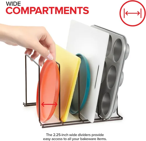 Miniatura 4 de Stock Your Home Organizador de gabinete de cocina, bronce (paquete de 2) soporte de acero para hornear con 4 ranuras para gabinete, organizador