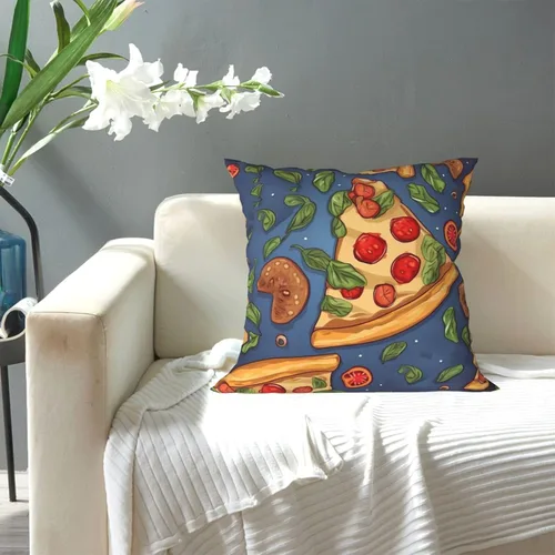 Miniatura 7 de Funda de almohada cuadrada suave con estampado de pizza, funda de cojín para decoración del hogar, sala de estar, cama, sofá automóvil, 12 x 12