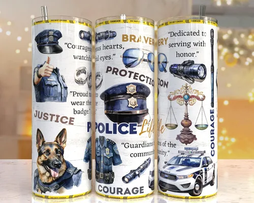 Miniatura 3 de Police Life - Vaso de sublimación para transferencia de vasos de primera respuesta, policía, listo para prensar, vaso recto de 20 onzas, 911, policía