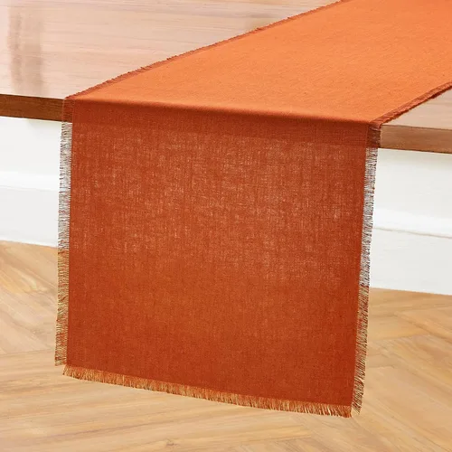 Miniatura 29 de Solino Home Camino de mesa de lino de remolacha de 72 pulgadas de largo, con flecos, 100% lino puro, camino de mesa de comedor de 14 x 72 pulgadas
