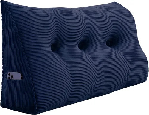 Miniatura 10 de WOWMAX - Almohada triangular para lectura; almohada grande para cabecera y respaldo; almohada en forma de cuña para soporte y posicionamiento