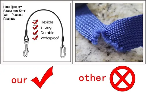 Miniatura 7 de Sonku - Paquete de 2 cinturones de seguridad de automóvil para perros, correas de seguridad de cable de acero a prueba para perros pequeños