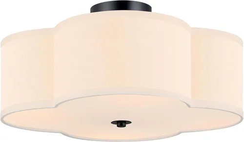 Miniatura 19 de VONLUCE Lámpara de techo semiempotrada de 12.6 pulgadas, moderna lámpara de techo de 3 luces con pantalla en forma de pétalos blancos, 3 enchufes