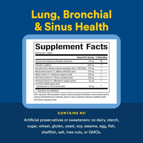 Miniatura 4 de Salud Pulmonar, Bronquial y Sinusal por Natural Factors, Suplemento Natural para la Salud Respiratoria y Respiración Fácil, 45 Tabletas