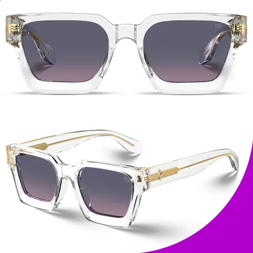 Miniatura 43 de VISOONE Moda 100% UV400 Protección Rectángulo TR90 Y2K Gafas de sol Accesorios para Mujeres Hombres RIVER, Carne de suelo/Gris Rosa