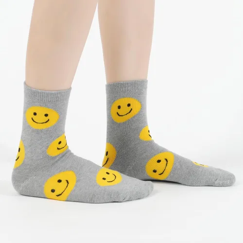 Miniatura 8 de Calcetines lindos para mujer 4-6 pares de calcetines de algodón con diseño de carácter sonriente con estampado de corazón y frutas US 6-8