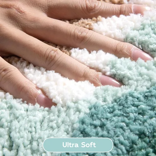 Miniatura 2 de Alfombra de baño de ondas azules y verdes, de estilo japonés, suave, absorbente de agua, antideslizante, lavable a máquina para ducha