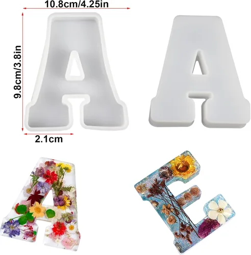 Miniatura 2 de Molde de resina de letras inglesas de 4 pulgadas, paquete de 26 moldes de letras de silicona para hacer manualidades de resina