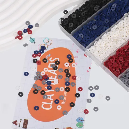 Miniatura 2 de 3500 cuentas de arcilla multicolor para hacer pulseras, cuentas de arcilla polimérica Heishi de 0.236 pulgadas, disco redondo plano para fabricación