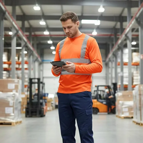 Miniatura 2 de HYCOPROT Hi Vis - Camisas de seguridad de manga larga de alta visibilidad, camisa reflectante para hombres y mujeres, camiseta de construcción
