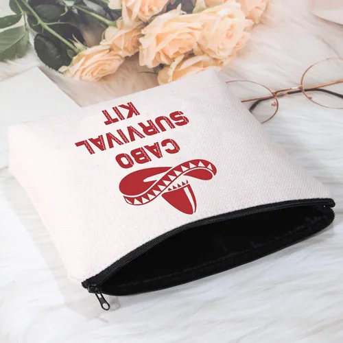 Miniatura 4 de POFULL Bolsa de cosméticos de boda de regalo para despedida de soltera de México, kit de supervivencia Cabo San Lucas